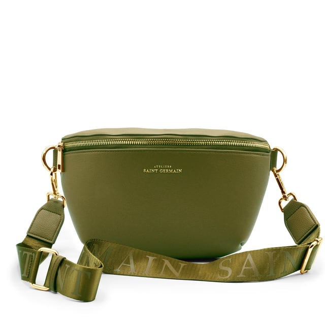 Cross-body bag - Inside pocket - Inside fabric lining - Supplied with 2 adjustable shoulder straps - 1 thin leather strap, 1 wide nylon strap with ATELIERS SAINT GERMAIN logo. - Outside credit card pocket - Logo ATELIERS SAINT GERMAIN - Zipped closure - Grained leather finish
