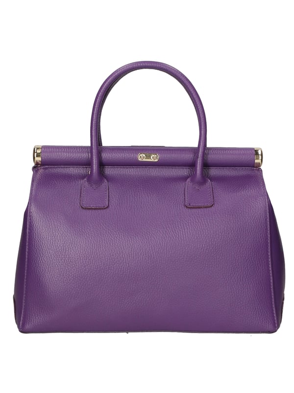Bolso de mano de mujer de dos compartimentos con bandolera extraíble. Producto artesanal italiano en piel genuina dólar. Hecho en Italia