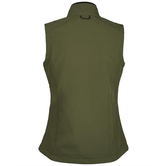 Stretch soft shell fabric has a polyester/elastane outer, membrane and a polyester fleece backing. Mesh lined front body panels. Breathable, windproof and water resistant. Shaped fit. Taped neck. Collar high full zip with inner storm flap and chin guard. Two front zip pockets and one right chest zip pocket. Adjustable drawcord at hem. Drop tail. Access for decoration. Material: 94% polyester/6% elastane. Ladies size: S(8/10), M(12), L(14), XL(16), XXL(18).