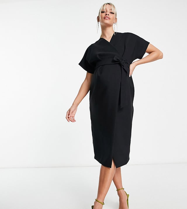 Wrap front deals maternity dress