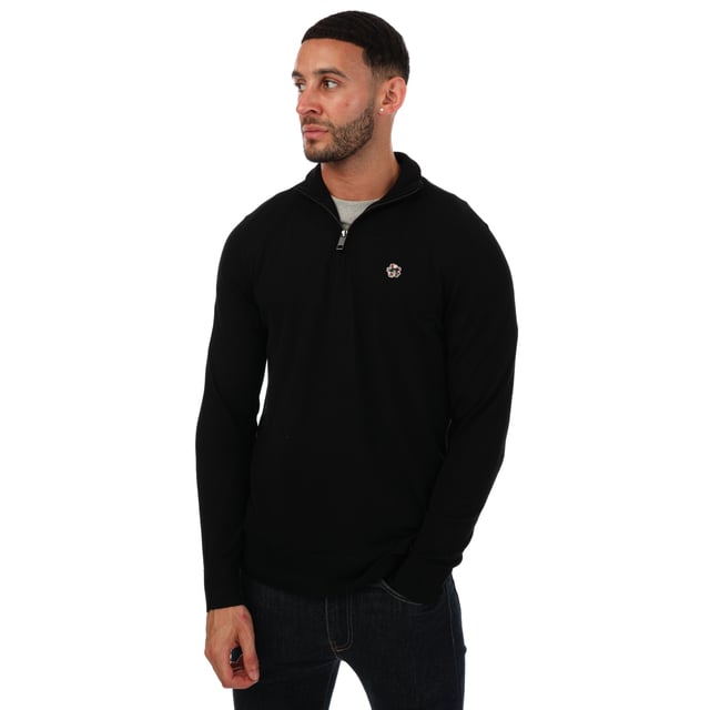 Ted Baker Tooting Core gebreide trui met halve rits voor heren, zwart