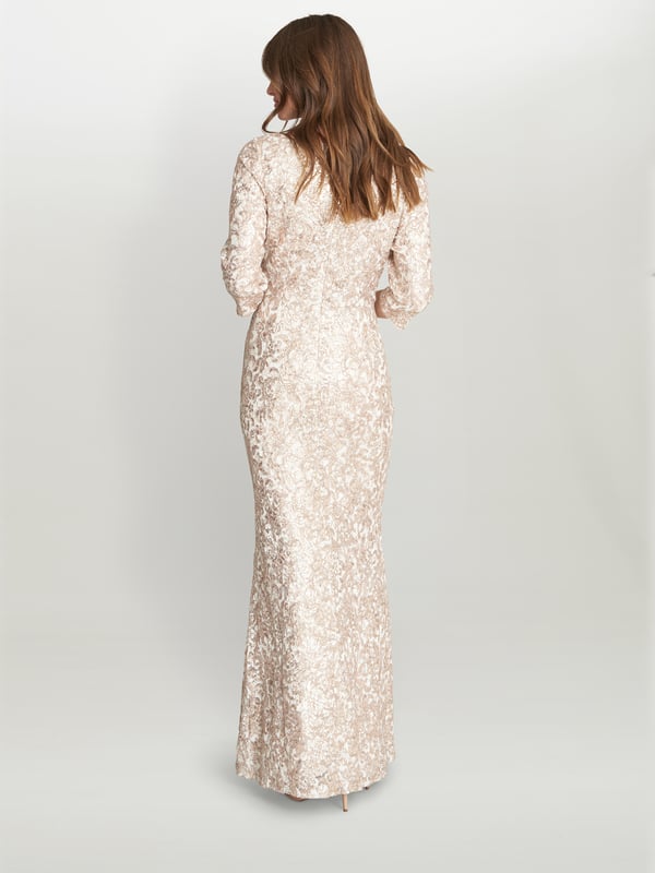 Gina lace embroidered evening dress deals