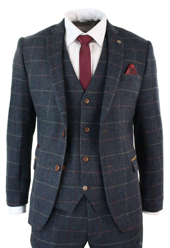 Max out on tweed and Check with the Eton three piece suit, A timeless design with both vintage appeal and practicality. Created using a herringbone weave of rich wool mix material, this suit will keep you well insulated and will successfully stand the test of time. Ideal for country barn weddings. - Note: The waistline of the pants is 15cm smaller than the corresponding size of the jacket. For example, a 34'' coat + 28'' pants, a 36'' coat + 30'' pants, a 38'' coat + 32'' pants, a 40'' coat + 34'' pants, a 42'' coat + 36'' pants, 44'' jacket + 38'' pants, 46'' jacket + 40'' pants, 48'' jacket + 42'' pants, 48'' jacket + 44'' pants, and 52'' jacket + 46'' pants.