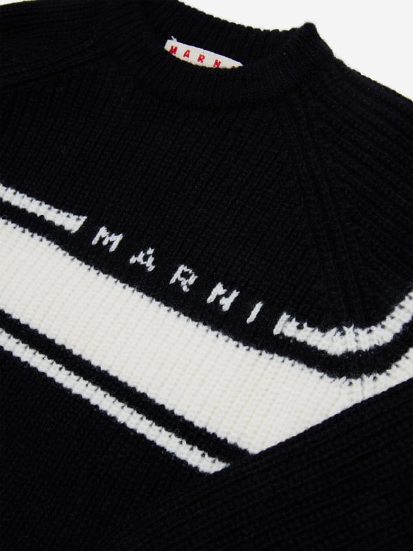 Discover the Marni Kids Striped Jumper in Black for AW2024, a chic essential for both boys and girls. Crafted with precision, it's an ideal addition to any discerning young wardrobe. Key features include: **Luxurious Craftsmanship**: Expertly made using premium materials for durability comfort. **Versatile Style**: Classic black hue with striking stripes ensures easy pairing with any outfit. **Designer Appeal**: A touch of luxury from the revered Marni brand.Elevate your child's style this season with this exquisite piece!