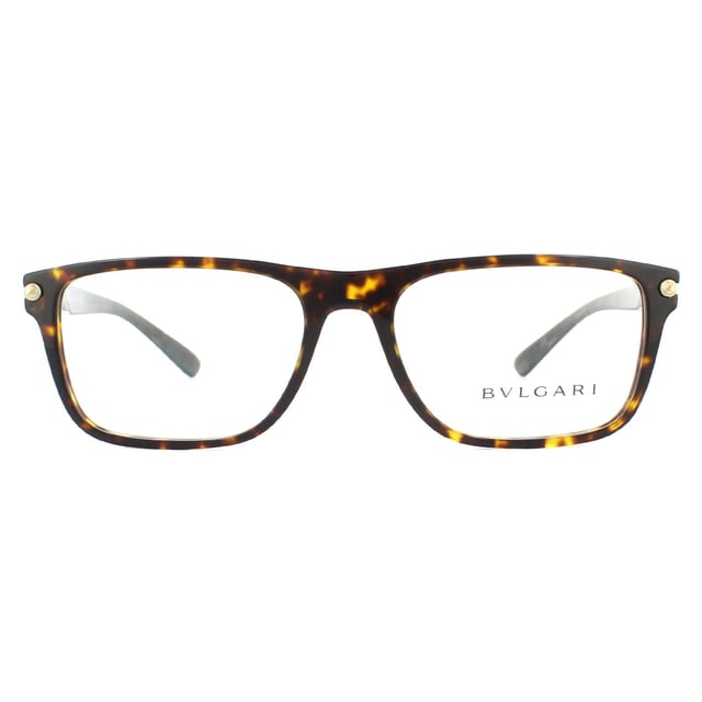 Bvlgari Glasses Frames BV3044 504 Dark Havana  Men  are a rectangular style crafted from lightweight acetate with Bvlgari branding on the hinges.