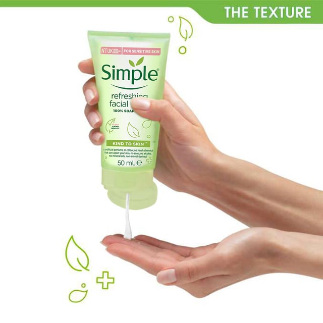 Simple Kind to Skin Soap Free Refreshing Facial Gel Wash, 50ml, 3 pack