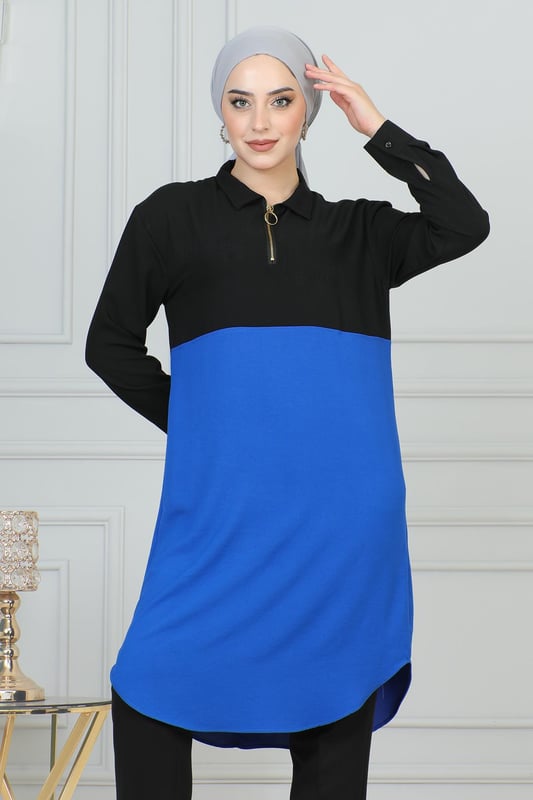 Stoffmerkmal: Hergestellt aus Belmando-Stoff.Produktmerkmal: Neues Hijab-Modemodell der Saison. Ungefüttert. Hat einen halben Reißverschluss vorne für einfache Verwendung. Manschettenknöpfe sind funktional. Aufgrund von Konzeptaufnahmen kann es leichte Farbabweichungen im Produkt geben. Das Model trägt Größe 40. Größe 38 Tunika-Maße: Produktlänge: 99 cm - Br