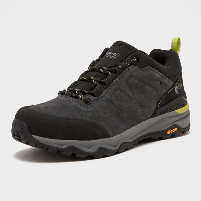 These highly breathable walking shoes are made with quality suede uppers for flexible comfort. They're extremely supportive, helping to reduce aches and pains over long distances. They're protected against wet conditions by a waterproof membrane and can handle all terrains thanks to the Vibram outsole and rubber toe counter. - Waterproof and breathable membrane - keeps out rain and puddle splashes - Suede Upper with scratch rubber toe counter to deflect debris - External heel support - cradles the foot for comfort and support - High-grip Vibram outsole - durability and performance - Ortholite insole - industry-leading comfort - Rear pull loop - Colour: Black/grey/green