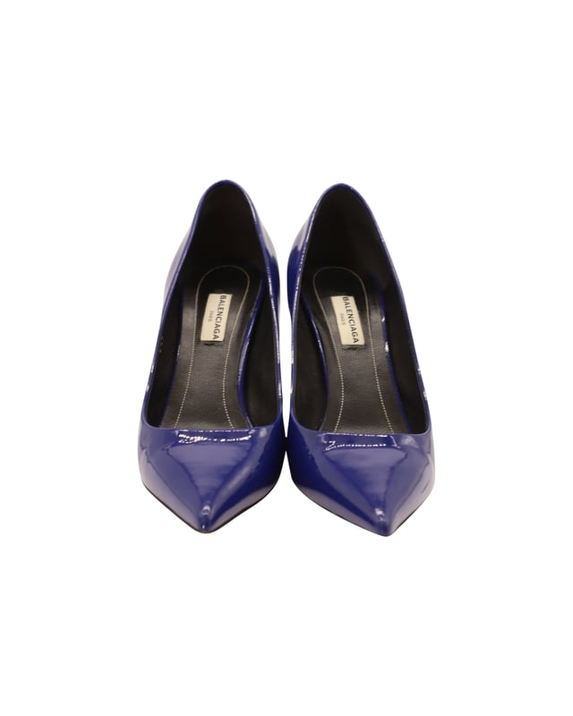 Balenciaga Pointed Pumps in Blue Patent Leather