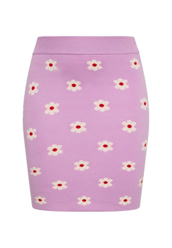 Dieser Minirock besticht durch ein raffiniertes Blumen-Jacquardmuster und verleiht Ihrer Garderobe einen Hauch von Eleganz. Dieser figurbetonte Rock aus dehnbarem Strickmaterial verfügt über eine hohe Taille mit Rippen für zusätzlichen Komfort und Flexibilität. Der gerade Saum und das nahtlose Design sorgen für eine schlanke Silhouette. Dieser Sommerrock eignet sich sowohl für legere als auch für formelle Anlässe und vereint mühelos Stil und Komfort in einem schicken Stück.  Felsen
