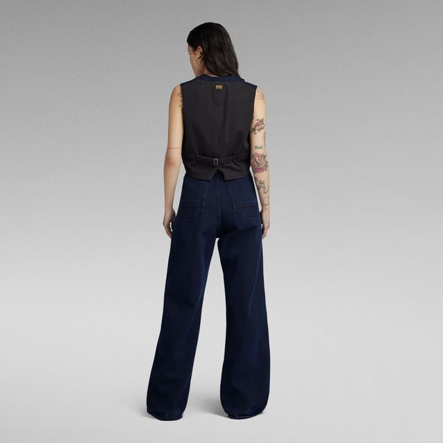 G-STAR ROOS HIGH LOOSE - Broek - rinsed/donkerblauw