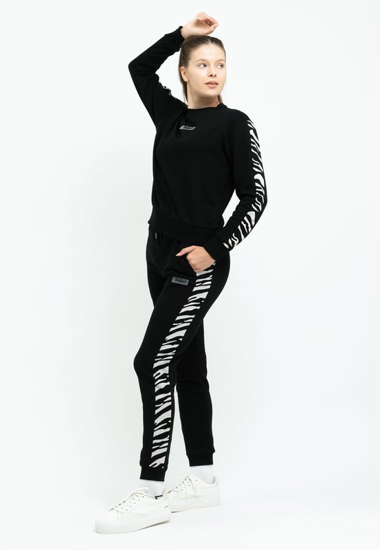 Tom Barron Damen Stilvoller Trainingsanzug-Set mit Zebrastreifen