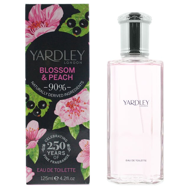 Blossom & Peach by Yardley is a fruity spicy floral fragrance for women. The fragrance features citrus, cherry blossom, pink pepper, rose, peach, lilac, geranium, patchouli and musk.