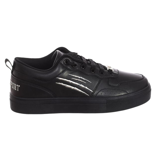Plein Sport sports shoes.
 Mid-height sports shoes, ideal for everyday wear.
 Comfortable and breathable fabric.
 Brand name engraved on the back.
 Badge on the tongue.
 Claw print on the side.
 Adjustable with laces.
 Seams seen in tone.
 Composition: Exterior: Synthetic; Interior: Textile+leather; Sole: Synthetic
 Care:
Clean with a damp cloth.