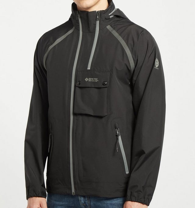 A technical masterpiece from Belstaff. The Twin Track Jacket is crafted from Gore-Tex Infinium a 2-layer high-performance fabric that is windproof, water resistant, breathable and ultra-lightweight. Compactable and packs away into the back pocket with an internal carrying strap. Unlined with a fully taped seam construction this innovative jacket features a zip-away hood, two-way zip closure with AquaGuard technology, a ventilation zip at the neckline, a chest bellows pocket and twin zip pockets. Finished with iconic Belstaff and Gore-Tex branding.Regular Fit, Gore-Tex Infinium, Windproof & Water Resistant, Unlined with Fully Taped Seams, Zip Away Hood, Two-Way Zip Closure, Bellows Chest Pocket, Twin Zip Pockets, Velcro Elasticated Cuffs, Adjustable Drawstring Hem , Belstaff Branding. Fit & Style:Regular Fit, Fits True to Size. Composition & Care:100% Polyester, Machine Wash.