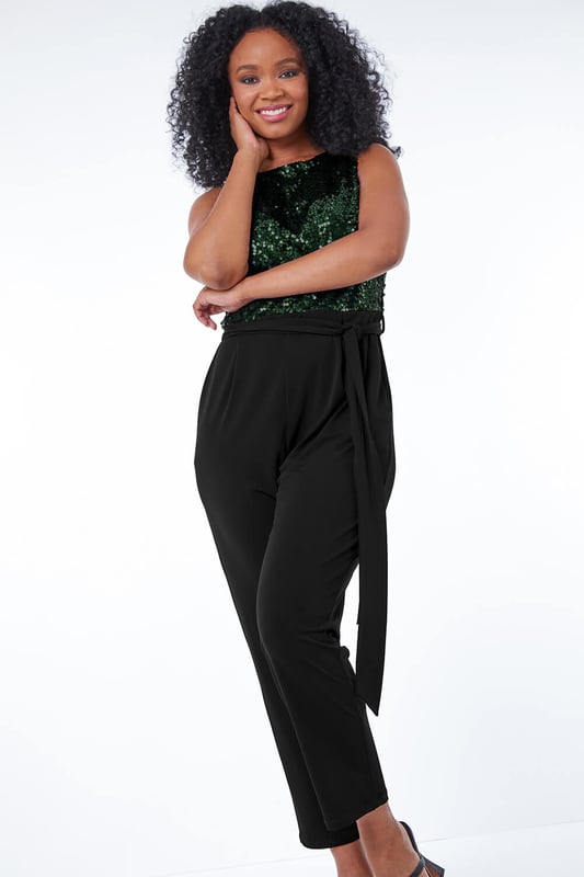 Petite Stretch Sequin Jumpsuit