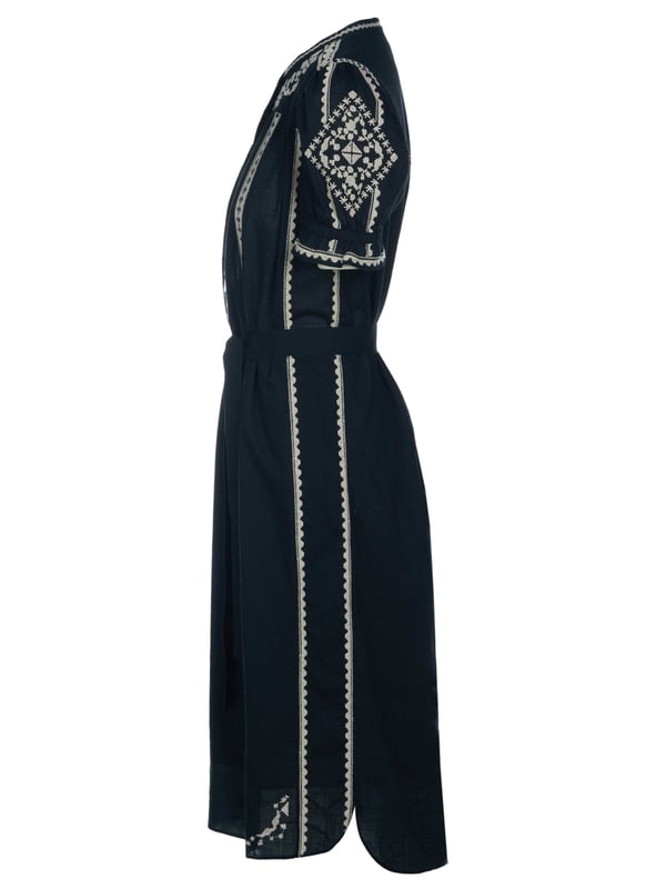 100% algodón; Vestido Zadig & Voltaire RIGY COTON BROD;  Modelo: WWDR01204 010FS;  Mano de obra de alta calidad;  100% algodón;  Soplo;  Cierre de cinco botones;  cuello redondo;  bordado floral