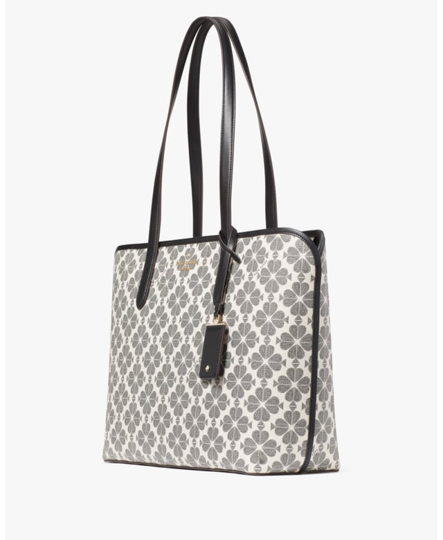 Spade Flower Spade Flower Pvc Tote, Front Slip And Back Zip Pockets,  Length: 14.00 Cm,  Width: 29.50 Cm,  Height: 34.50 Cm