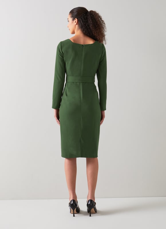 slim fit dress slacks Darla Long Sleeve Satin Dress Forest Green main image 0