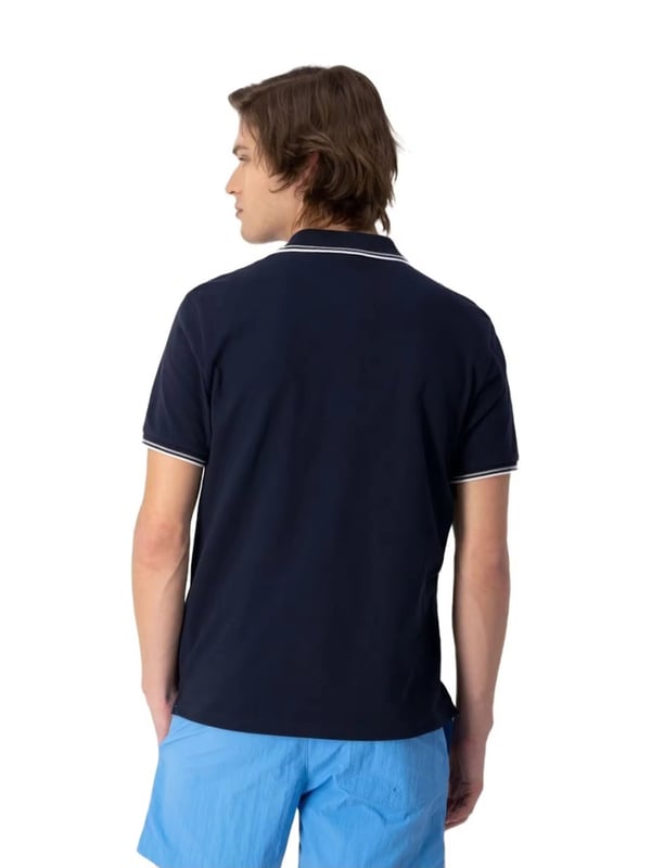 Poloshirt met korte mouwen, platte gebreide kraag, knoopsluiting en logoprint van zacht katoen.