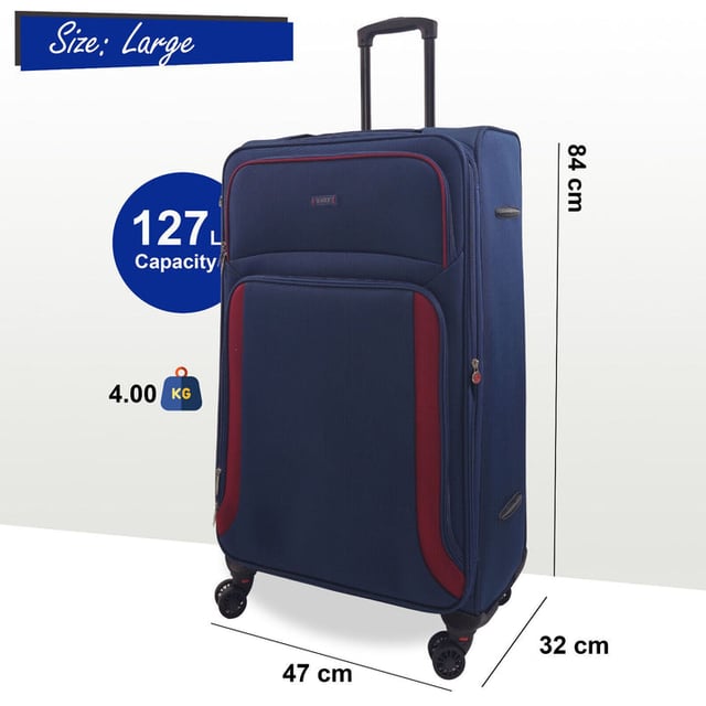 Embark on a Adventure with Our Exquisite 8-Wheel Luggage Set
AMAZING AIRLINE COMPATIBILITY: We understand that travellers may fly with many different airlines throughout their lifetime. That�s why we designed this cabin case so it is accepted on the vast majority of airlines throughout the UK, Europe & North America. Including easyJet, British Airways, Delta, Flybe, Lufthansa, Ryanair (Priority Boarding), Norwegian, Jet2, KLM, Virgin Atlantic and many more. (Please check with your airline before purchasing).

Key Features:

Eye-Catching Colours: Immerse yourself in the allure of paradise with a vibrant colour
Compact Cabin Size: Meets airline requirements for hassle-free boarding, featuring a roomy interior and maneuverable with a sturdy handle and 360-degree wheels.
Smooth 360 dual 8-wheel spinners for effortless mobility
Secure integrated 3-digit lock for enhanced security.
Constructed from ultra-strong Jacquard nylon 600D material for durability.
Self-locking telescopic handle and zip-around closure for easy use.
Indulge in the perfect blend of practicality and aesthetics with our Travel Collection - your passport to a seamless and stylish journey.
20 Inch Cabin Case - Size 55 x 40 x 20 cm Weight : 2.5Kg Capacity : 38 Litre
26 Inch Medium Case - Size 73 x 44 x 29 cm Weight : 3.3Kg Capacity : 95 Litre
29 Inch Large Case - Size 84 x 47 x 32 cm Weight : 4Kg Capacity : 127 Litre

Note: Please select preferred size. Sizes sold individually, not in sets.