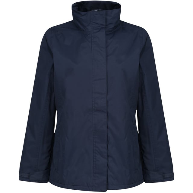 100% Polyester. Concealed hood with adjuster. Stormflap with hook and loop. Adjustable cuffs. Inside pocket. 2 zipped lower pockets. Adjustable shockcord hem. Concealed zip entrance in lining for embroidery access .Taped seams. Shaped fit. Size 10, 12, 14, 16, 18, 20. Fabric Waterproof Hydrafort peached polyester fabric. Windproof fabric, Polyester lined. Thermoguard insulation.