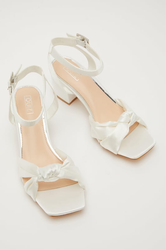 Quiz white satin cheap bridal sandals