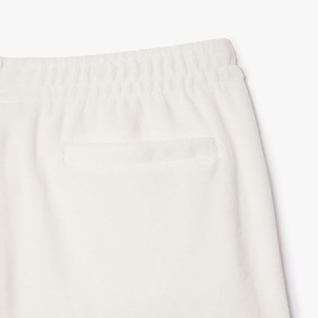 Mens Lacoste Regular Fit Terry Knit Paris Shorts  Terry knit cotton Drawstring waist Regular fit  straight cut  Side pocket Embroidered crocodile on side