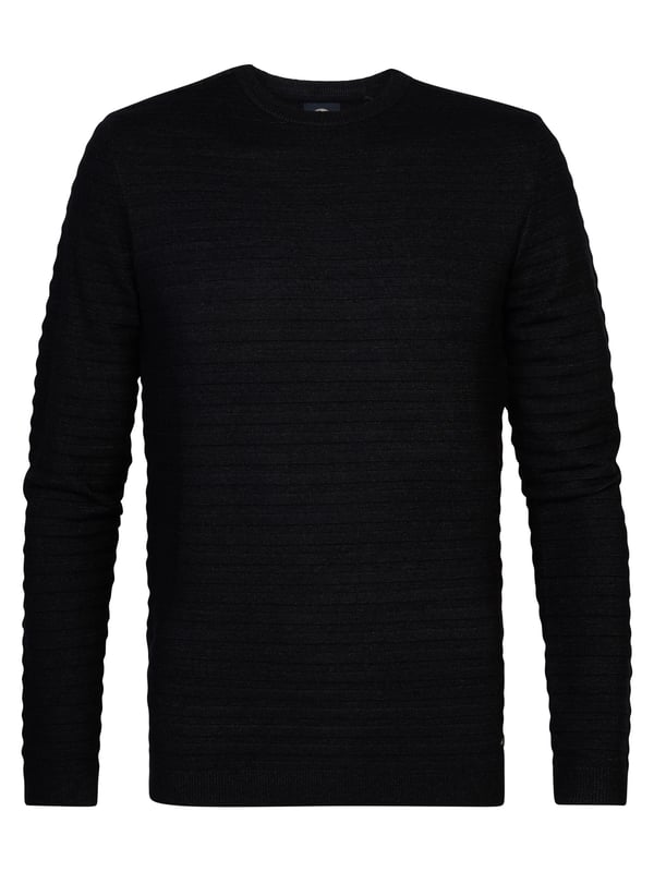 Fijngebreide trui met ronde hals. Deze trui heeft een gestreept structuur design en een ribgebreide afwerking. Twijfel je tussen twee maten? Kies dan de grootste maat.Fijngebreide truiRonde halsGestreept design50% viscose, 28% polyester, 22% polyamide