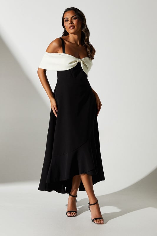★Cest Moidew★ Cest_Polkadot bow ruffled dress Bow Shoulder Detail Ruffle Dress
