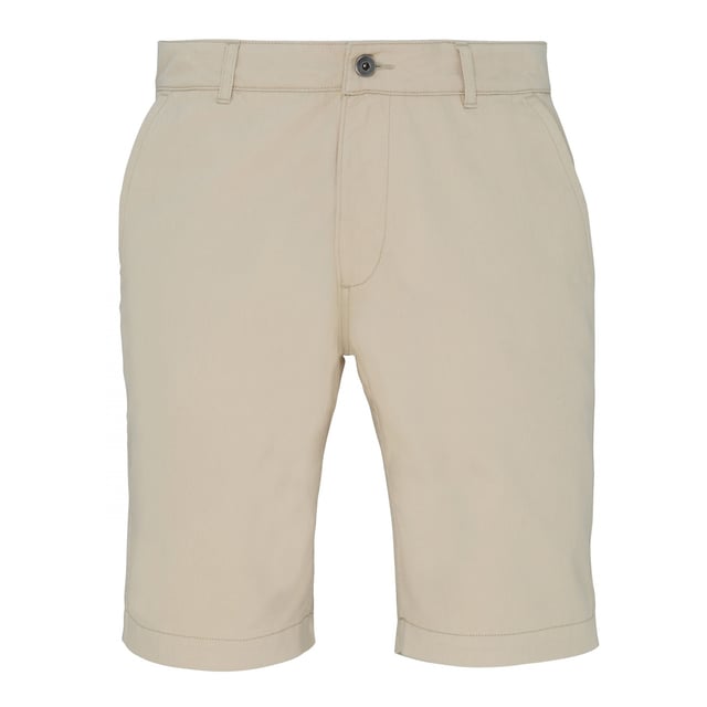 Mens chino shorts with two front pockets and two back pockets with button fasteners.  Zip fly and button fastening to the front.  Soft finish fabric. Domestic wash at 40c. Fabric: 100% Cotton Twill. Size (ins): XS: 30, S: 32, M: 34, L: 36, XL: 38, 2XL: 40, 3XL: 42, 4XL: 44.