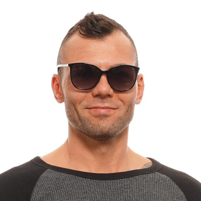 Gender: Women
Main color: Black
Extra: No extra
Frame color: Black
Frame material: Plastic
Lenses color: Grey
Lenses material: Plastic
Filter category: 3
Style: Round
Lenses effect: mirrored & gradient
Protection: 100% UVA & UVB
Lenses width: 56
Lenses height: 49
Bridge width: 17
Frame width: 143
Temples length: 140
Spring hinge: No
Shipment includes: Branded case
Rim style: Full-Rim