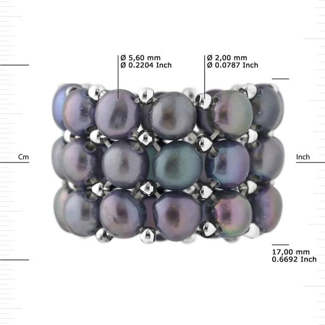 Triple Ring Rijen Genuine gekweekte parels Zoetwater 34mm Buttons - Kwaliteit AAAA + - COLORI BLACK TAHITI - elastisch Hoge weerstand - Geschikt voor Fingers Maat 48 Grootte 62-2 jaar garantie op fabricagefouten - Geleverd in haar zaak met een certificaat van echtheid en een internationale garantie - Al onze sieraden zijn in Frankrijk