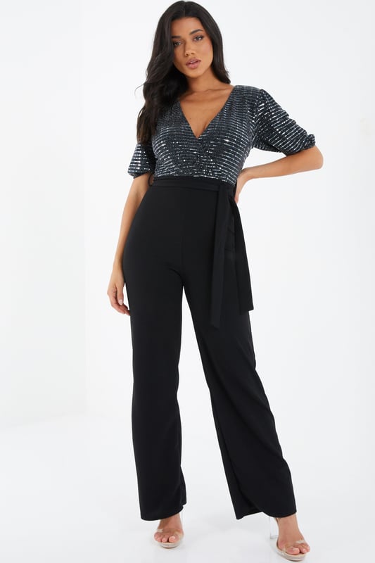 Sequin palazzo clearance jumpsuit