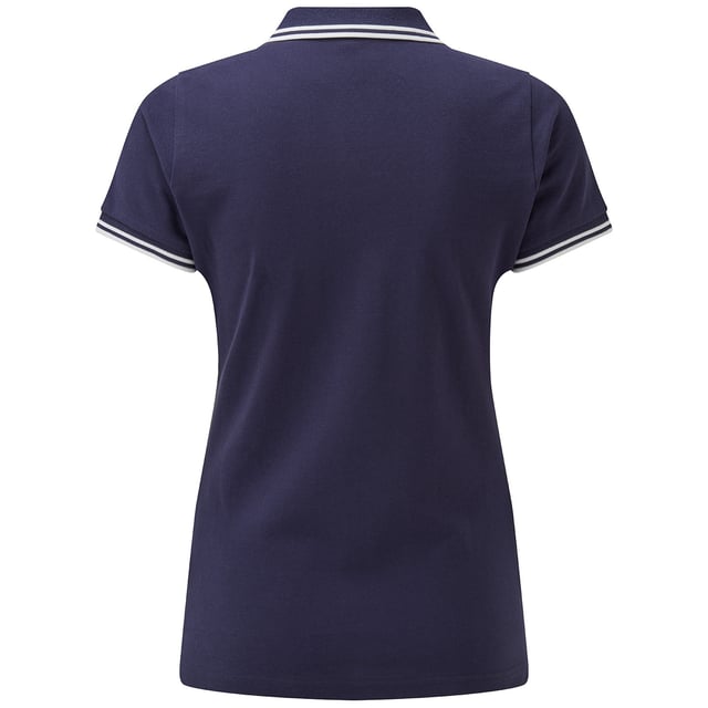 Fitted polo for women with tipped contrast detail to the collar and cuffs. Features two contrast coloured buttons on placket and a contrast colour on side vents. Also includes twin-needle stitching on hem and a ribbed knit collar and sleeve cuffs. Sizes: XS (8 UK), S (10 UK), M (12 UK), L (14 UK), XL (16 UK), XXL (18 UK). Materials: 100% ringspun combed cotton, Other materials: (Charcoal) 60% cotton, 40% polyester, (Heather Grey) 85% cotton, 15% viscose.