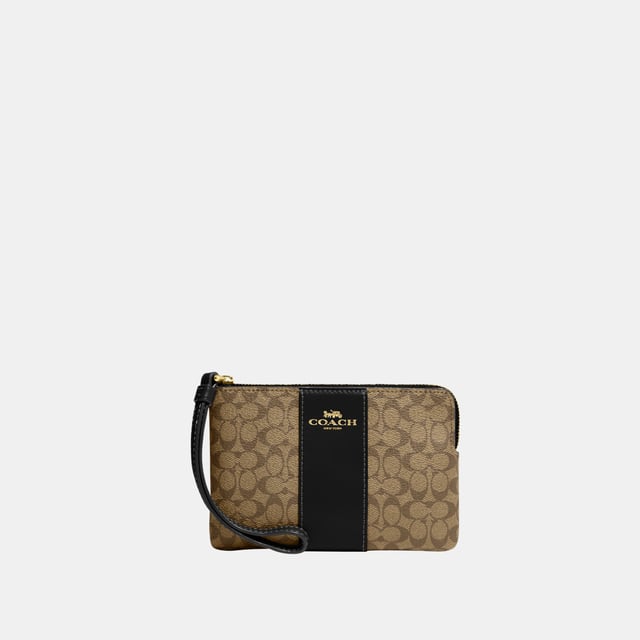 Micro Signature PVC with Leather Stripe Corner Zip Length 16.0cm,  Width 1.5cm, Height 10.0cm