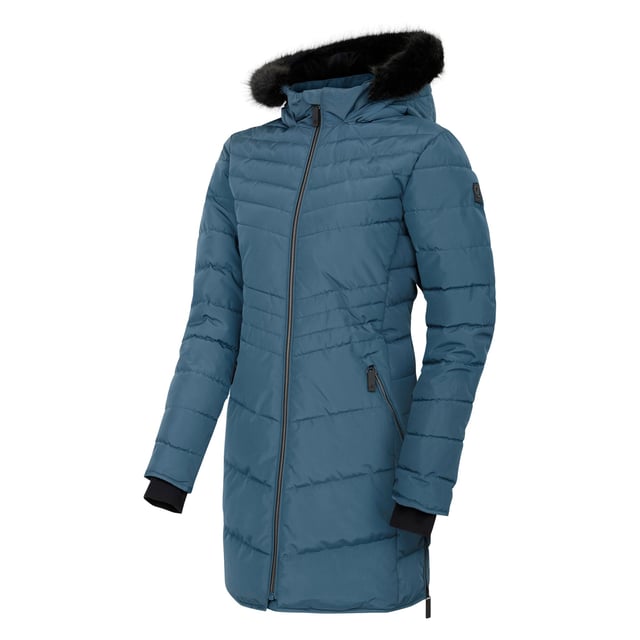 100% Polyester. Vulling: Iloft Ecofill, Gerecycled. Ontwerp: Eenvoudig. Stoftechnologie: Ared 10000, Ademend, DWR Finish, PFC-vrij, PFOA-vrij, PFOS-vrij, Douchebestendig, Thermisch, Waterdicht. Hoge warmte, gewatteerd, dubbele ritssplitten. Halslijn: Kapitein. Mouwtype: Met lange mouwen. Eigenschappen kap: verstelbaar, afneembaar bontrandje. Lengte: Mid Lengte. Zakken: 2 onderste zakken, ritssluiting. Bevestiging: Tweewegrits. Duurzaamheid: Gemaakt van gerecycleerde materialen, duurzame materialen. 6 VK: 30 in. 8 UK: 32 in. 10 VK: 34 in. 12 VK: 36 in. 14 VK: 38 in. 20 VK: 45 in. 18 VK: 43 in. 16 VK: 40 in.