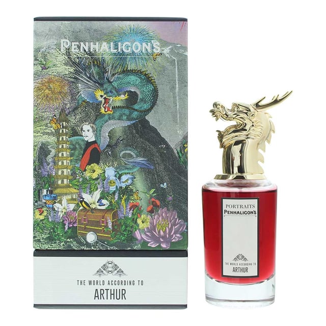 The World According To Arthur is a distinguished addition to Penhaligon's Portraits collection, a line known for its evocative storytelling through fragrance, each scent inspired by a fictional British aristocratic family and their various intrigues. This scent is a beautifully balanced blend of warm, spicy, and slightly oriental notes designed for both men and women and launched in 2021. It opens with notes of incense and ambrette seed, evoking a meditative aura. The heart develops with deep accords of clary sage and smoky jasmine, creating an exotic complexity, while the base finishes with a lush mix of tonka bean and Amberwood for a refined warmth.