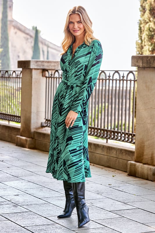 slim fit dress slacks Green Leopard Print Belted Shirt Dress – AX Paris