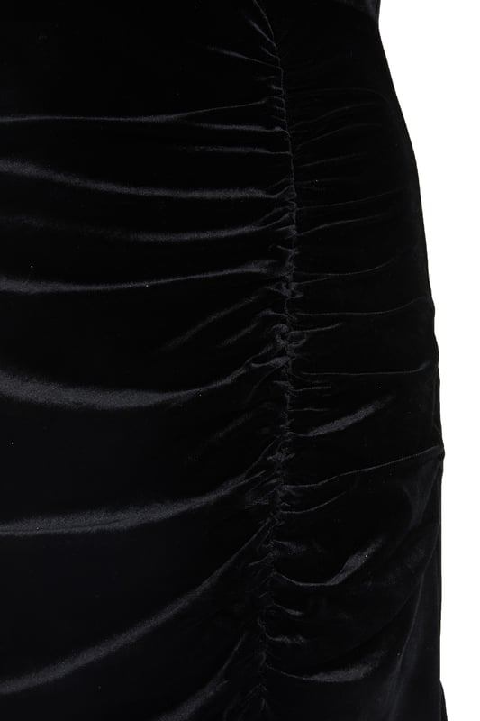 4612210 Black Velvet Detail Bardot Dress