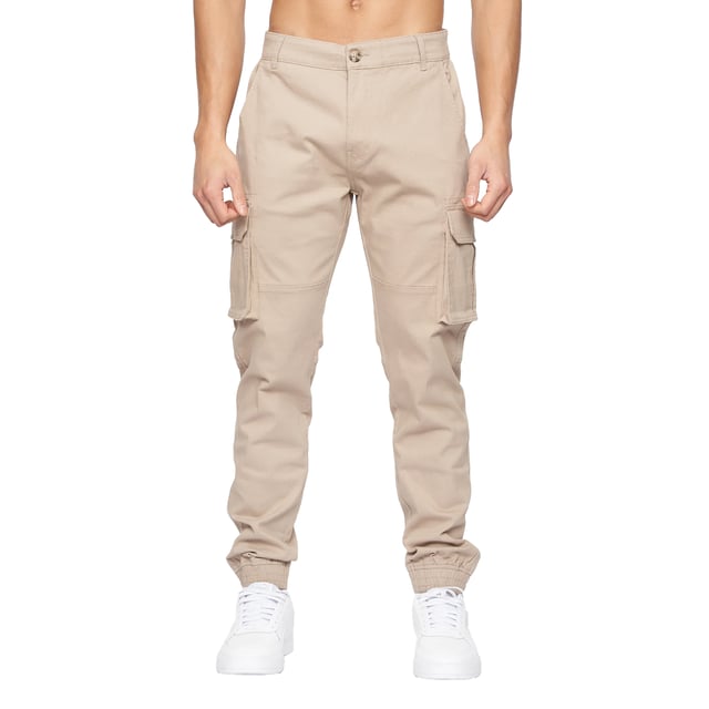 98% Cotton, 2% Elastane. Design: Plain. Fastening: Button, Zip Fly. Fabric Technology: Durable, Stretch. Belt Loops. Pockets: 2 Side Pockets, 2 Cargo Pockets, 2 Back Pockets, Flap Closure, Concealed, Buttoned. Hem: Ribbed.