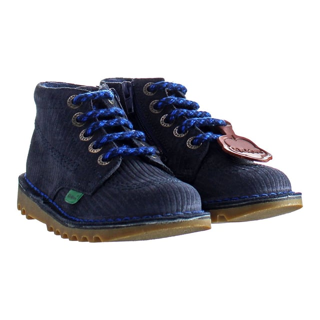Kickers Kick Hi Lace-Up Botas para niños de piel lisa azul 1 15911