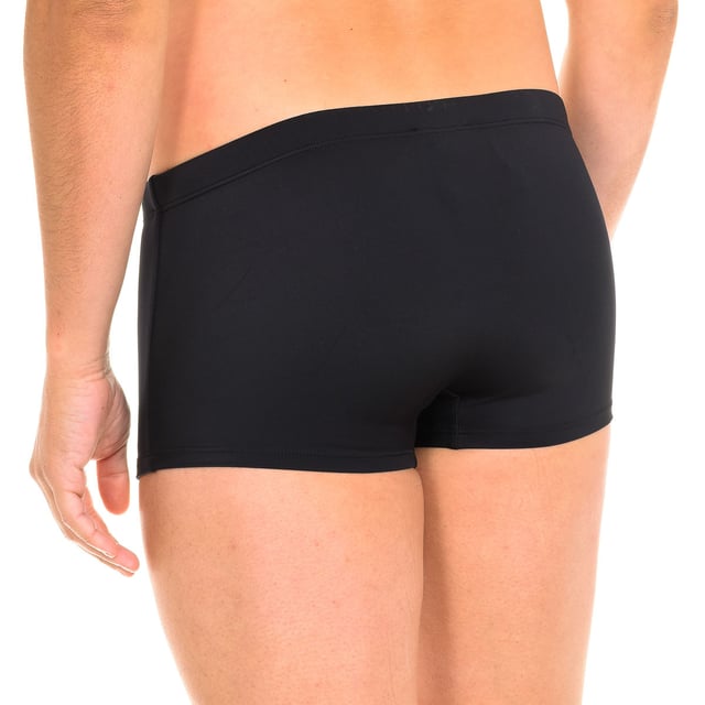 Boxer swimsuit. 
 Color Black 
 Elasticated waistband, adjustable with laces. 
 Brand print on the lower side. 
 Inner lining. 
 Seams in tone. 

 Composition: 
 - 78% Nylon - 22% Elastane. 

 Washing instructions: 
 - Wash at max. 30º. 
 - Do not use bleach. 
 - Allows dry cleaning. 
 - Do not iron. 
 - Do not use dryer. 

 Composition: 78% Nylon, 22% Elastane
 Care:
- Wash at max temperature. 30º.
 - Do not use bleach.
 - Allows dry cleaning.
 - Do not iron.
 - Do not use dryer.