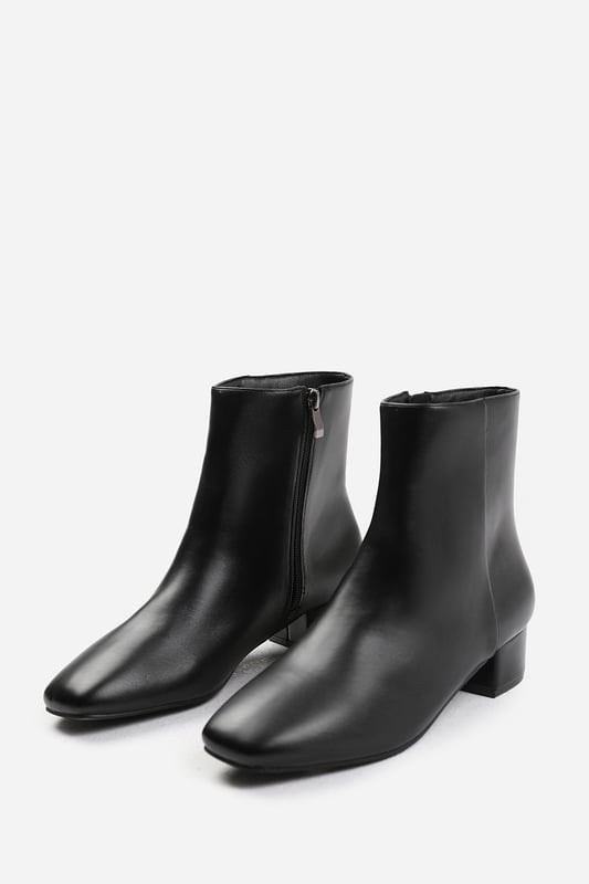 Block Heel Comfy Wide Fit Ankle Boots Obsessively Black, Wide Fit