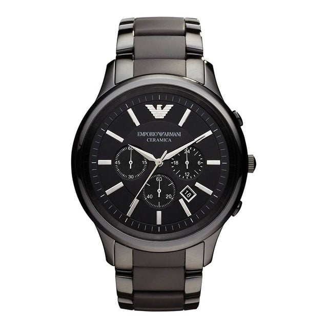 Sku: AR1451
Case Size: 47MM
Movement: Quartz Chronograph
Platform: N/A
Strap Material: Ceramic
Water Resistance: 5 ATM
Case Color: Silver
Case Material: Ceramic
Dial Color: Black
Strap Width: 24MM
Closure: Bracelet Deployant
Strap Inner Circumference: 200+/- 5MM
Battery Type: SR920SW