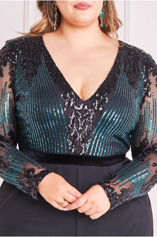 Michael kors top sequined mesh jumpsuit