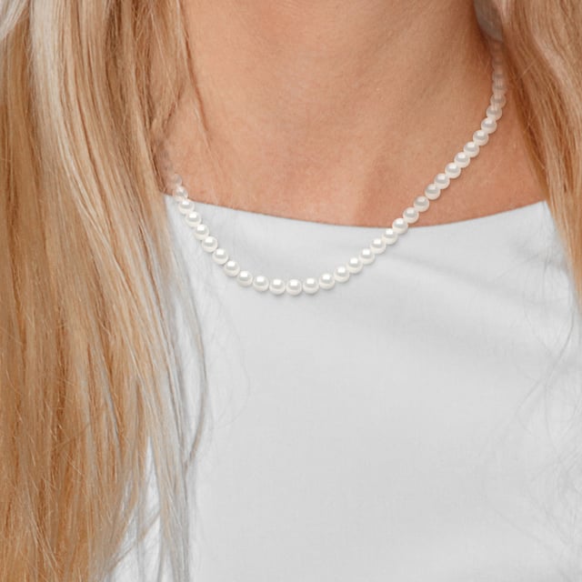 Necklace made with Cultured Freshwater Pearls 6-7 mm - 0,24 in - Natural White Color and Spring Ring 925 Sterling Silver Length 42 cm , 16,5 in - Our jewellery is made in France and will be delivered in a gift box accompanied by a Certificate of Authenticity and International Warranty