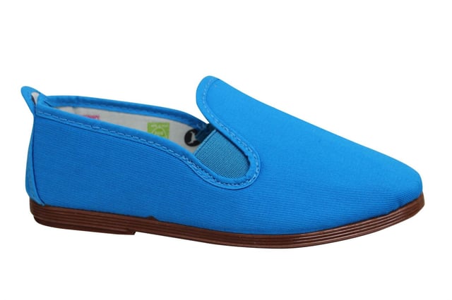 Flossy Pamplona Slip On Blue Canvas Kids Espadrilles 55_Blue