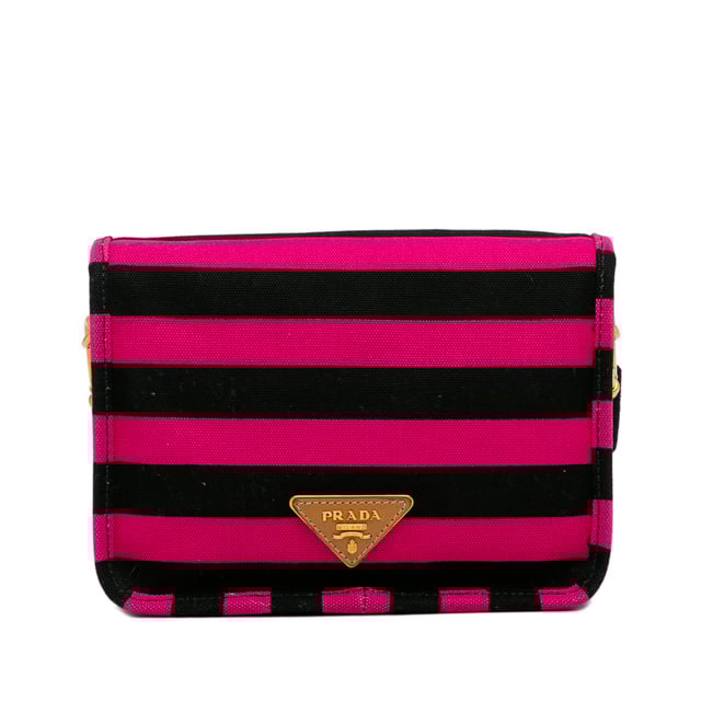 Vintage Prada Canapa Righe Crossbody Bag Pink
