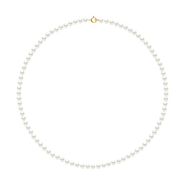 Collar - Oro amarillo 750 milésimas - perlas cultivadas de agua dulce Ronda 4-5 mm - Natural White - Ring de resorte - Longitud 42 cm - Entregado en un caso con un certificado de autenticidad y una garantía internacional - Todas nuestras joyas están hechas en Francia.